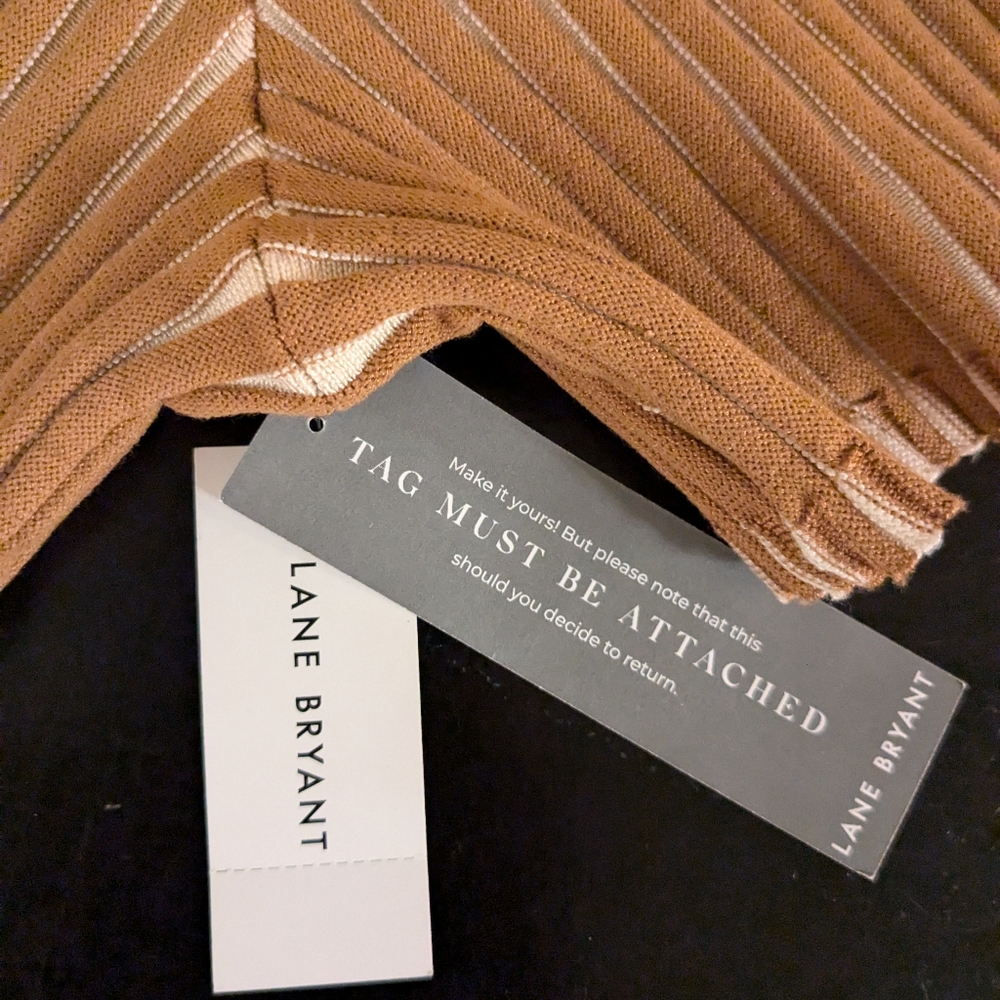 NWT Lane Bryant Stretchy Pleated Caramel/Cream Dress. Sz 18/20 - Picture 14 of 14